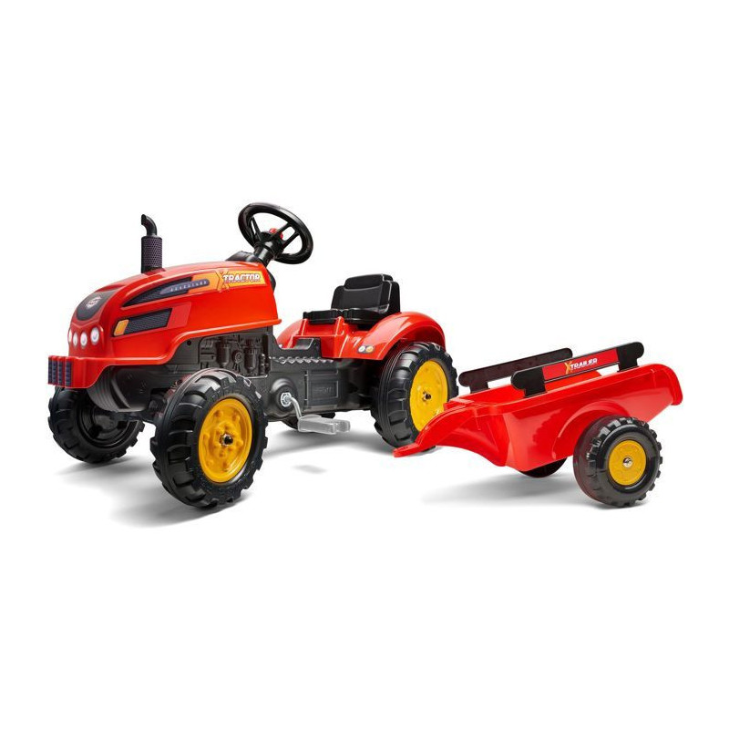 FALK - 2046AB - Red X Tractor pedal tractor with opening hood and trai