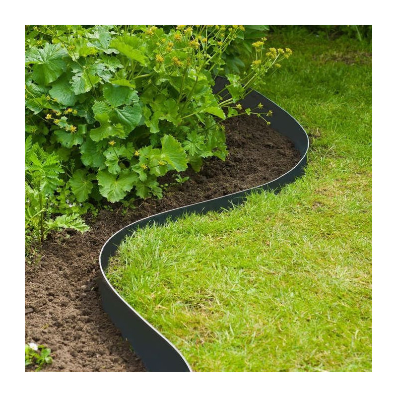Natural garden border in black PE - H7.5 cm x 10 m