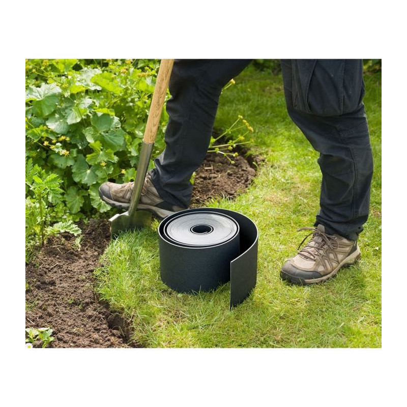 Natural garden border in black PE - H7.5 cm x 10 m