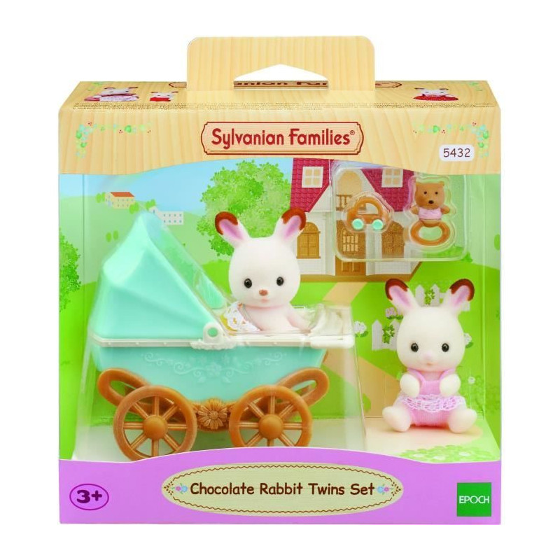 Sylvanian Families - 5432 - Chocolate Bunny Twins and Double Stroller