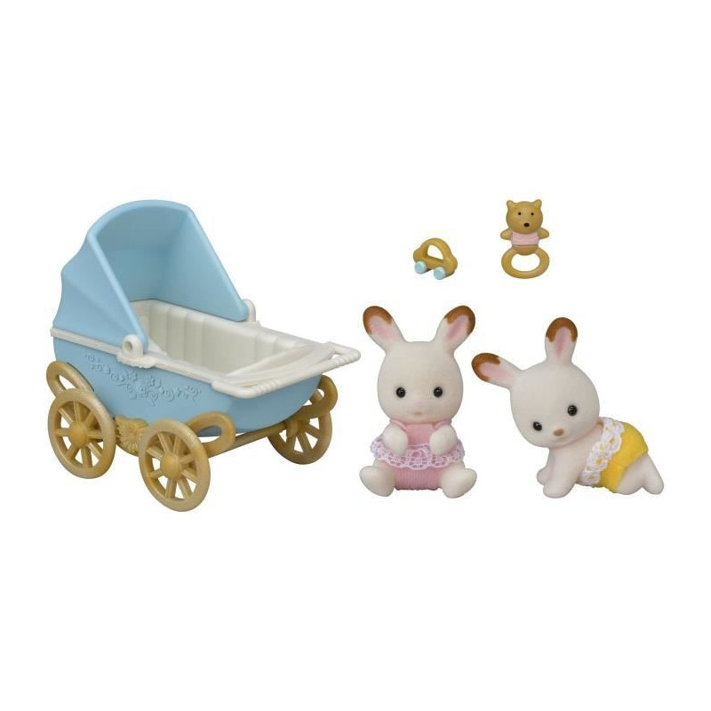 Sylvanian Families - 5432 - Chocolate Bunny Twins and Double Stroller