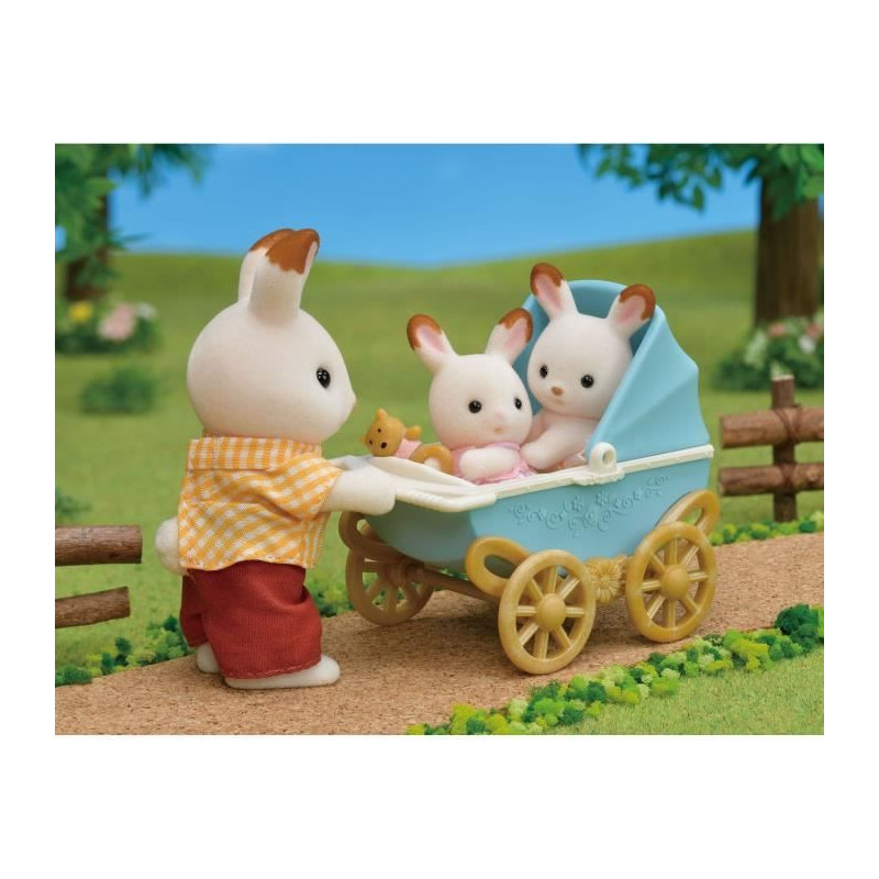 Sylvanian Families - 5432 - Chocolate Bunny Twins and Double Stroller