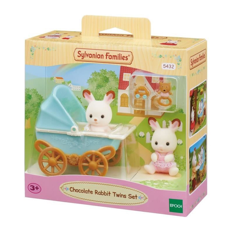 Sylvanian Families - 5432 - Chocolate Bunny Twins and Double Stroller