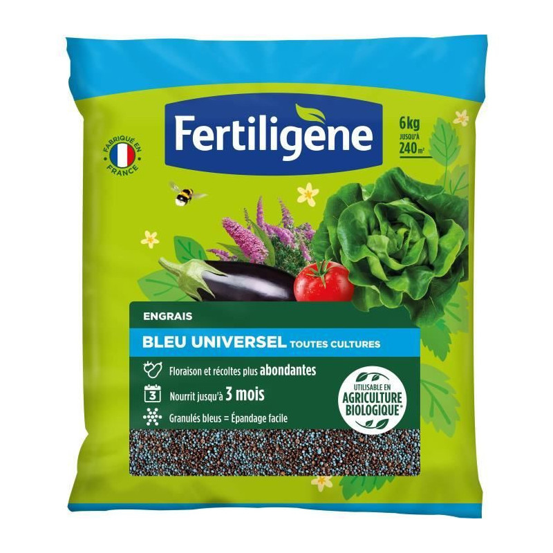 FERTILIGENE FBLEUBIO6 - Universal Blue Fertilizer 6 kg - Flowering and