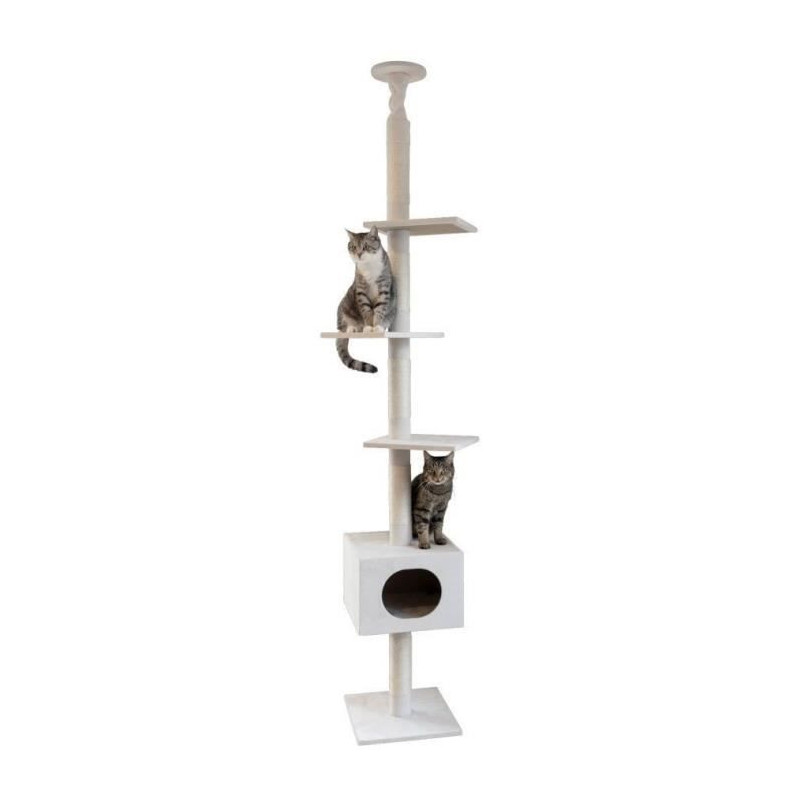 KERBL - FERDI Cat Tree - 38 x 38 x 240 to 260 cm - White - Sisal