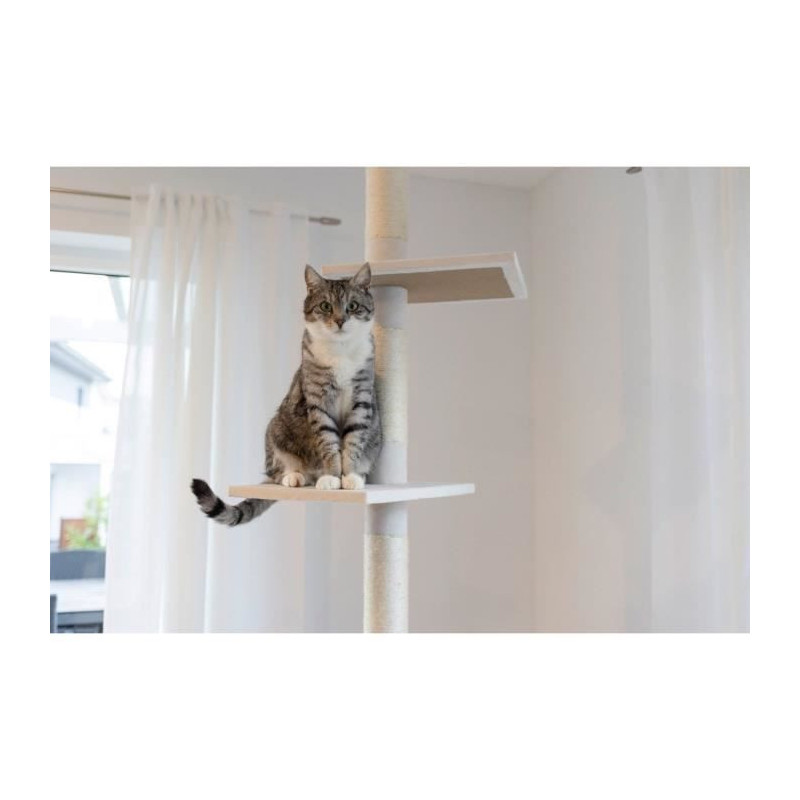 KERBL - FERDI Cat Tree - 38 x 38 x 240 to 260 cm - White - Sisal