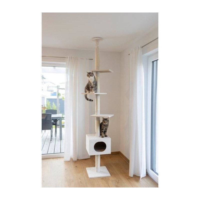 KERBL - FERDI Cat Tree - 38 x 38 x 240 to 260 cm - White - Sisal
