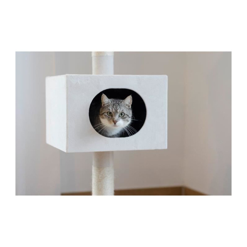 KERBL - FERDI Cat Tree - 38 x 38 x 240 to 260 cm - White - Sisal