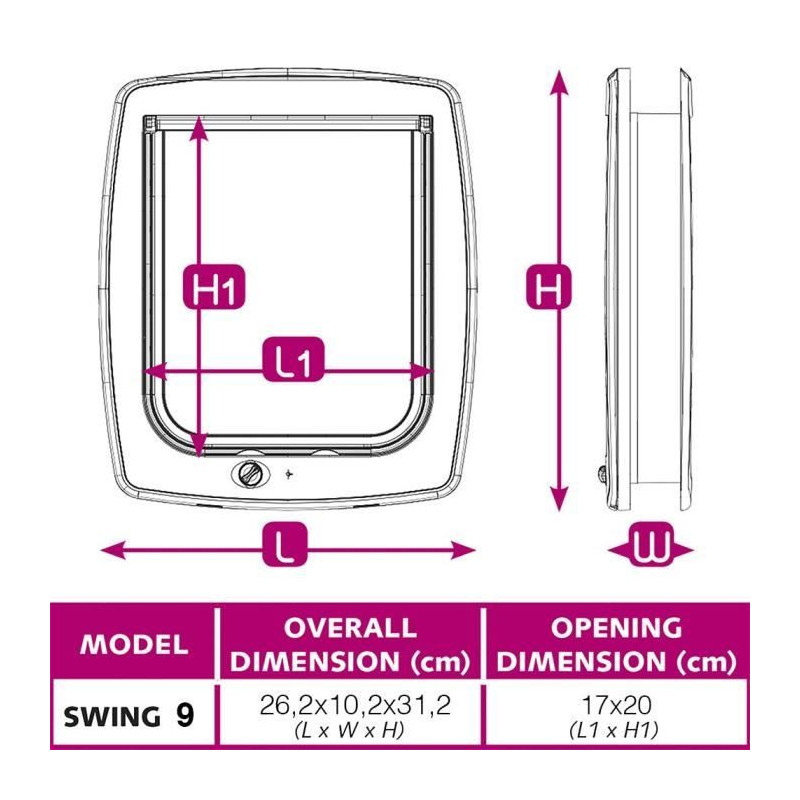 FERPLAST Chatiere Plastic Swing - 26.2 x 10.2 x 31.2 cm - Brown - For