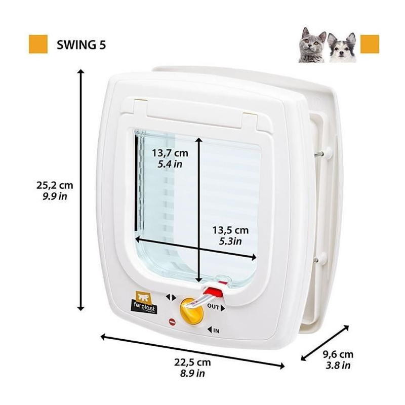 Cat flap - FERPLAST - Swing 5 - 22.5 x 16.2 x 25.2 cm - Gray
