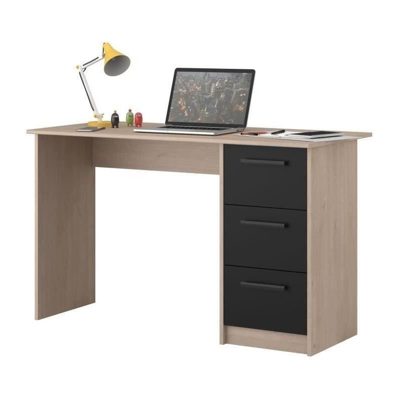 Parisot Right Office 3 drawers - Brooklyn chene decor - L 121.4 x D 55