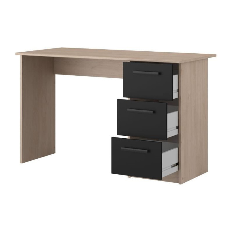 Parisot Right Office 3 drawers - Brooklyn chene decor - L 121.4 x D 55