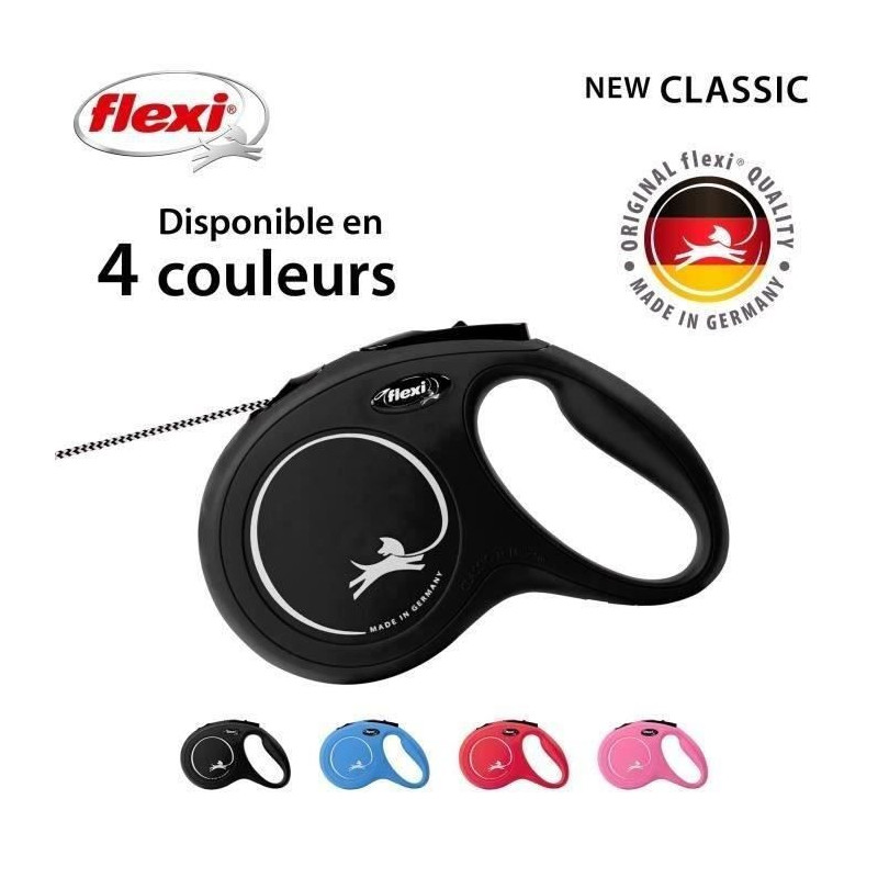Flexi Newclassic Black, Size M, 8m, Max.20kg