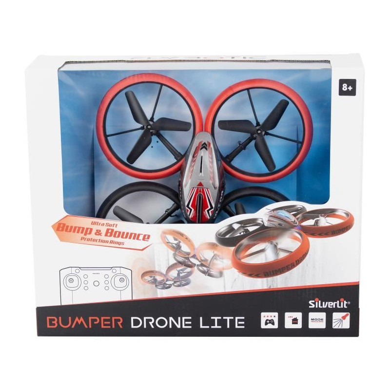 Remote Controlled Drone - FLYBOTIC - Bumper Drone Bed - 17 cm - red an