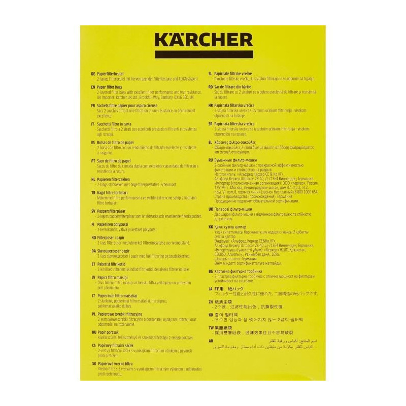 KÄRCHER Filter paper bag, pack of 5