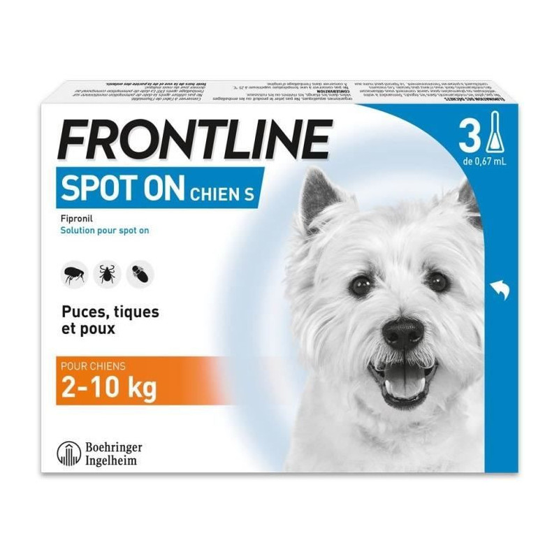 FRONTLINE 3 SPOT ON Antiparasitic Pipettes for Dogs - 2 to 10 kg - Fle