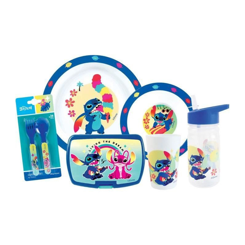 Tableware set - FUN HOUSE - LILO AND STITCH Glass, plate Ø22 cm and