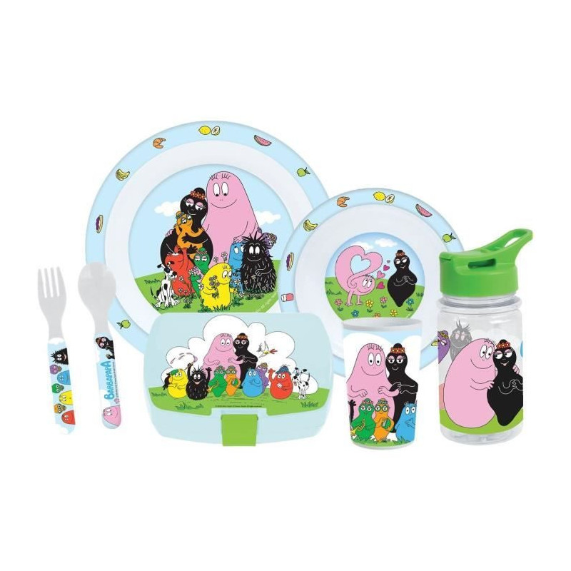 Tableware set - FUN HOUSE - BARBAPAPA - Glass, plate Ø22 cm and Ø16