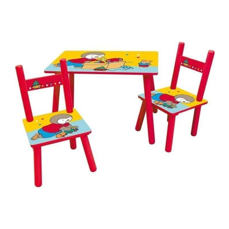 T'CHOUPI Rectangular table 41.5x61x42 cm + 2 chairs 49.5x31x31.5cm