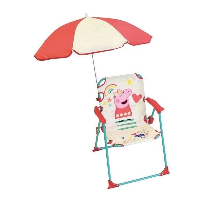 FUN HOUSE Peppa Pig Folding camping chair with parasol - H.38.5 x W.38