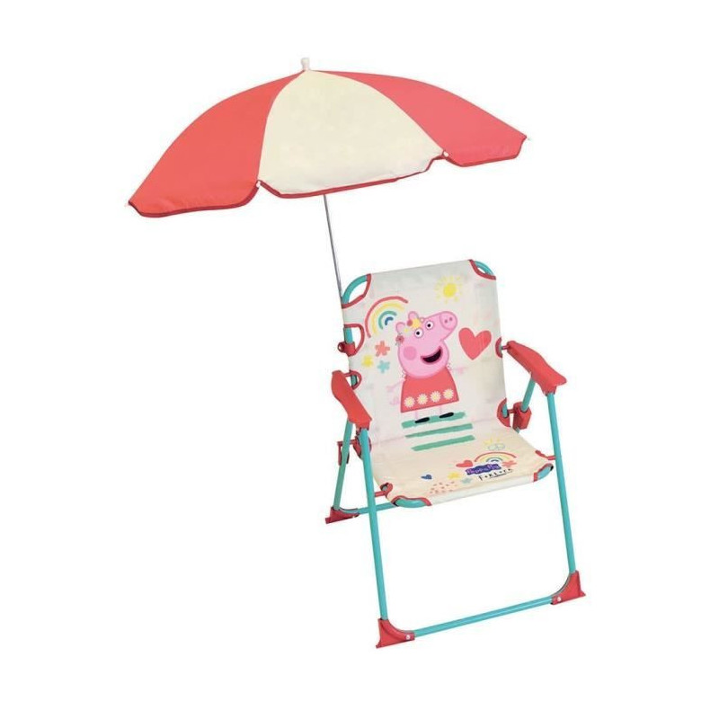 FUN HOUSE Peppa Pig Folding camping chair with parasol - H.38.5 x W.38