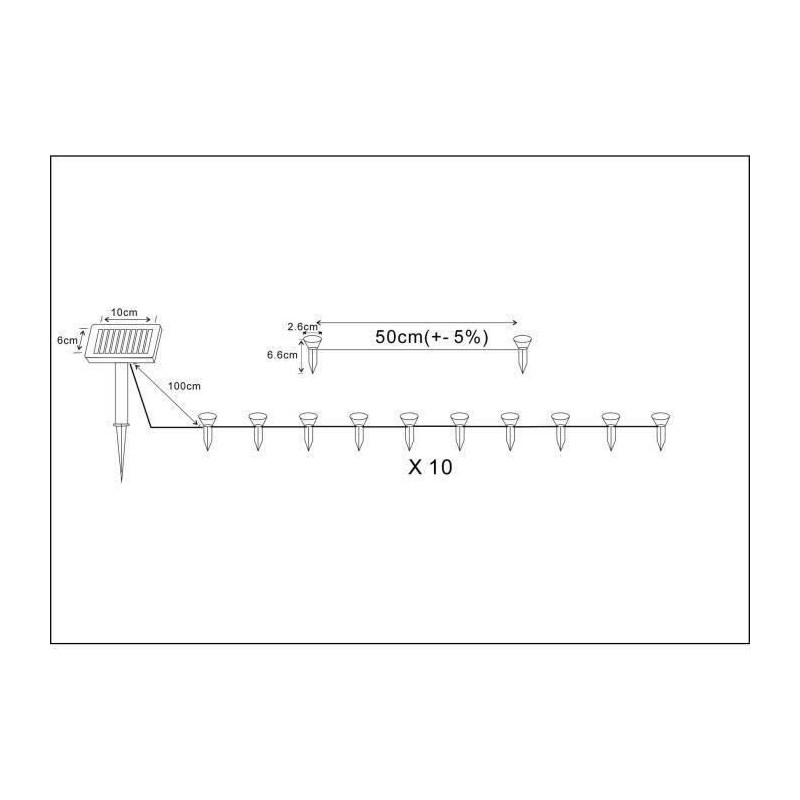 SOLAR GUIRLAND SLIVING TAKES 10 White LED stakes