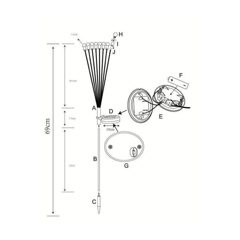 GALIX G4435 solar light decoration - Bouquet shape - 8 LED - H69cm