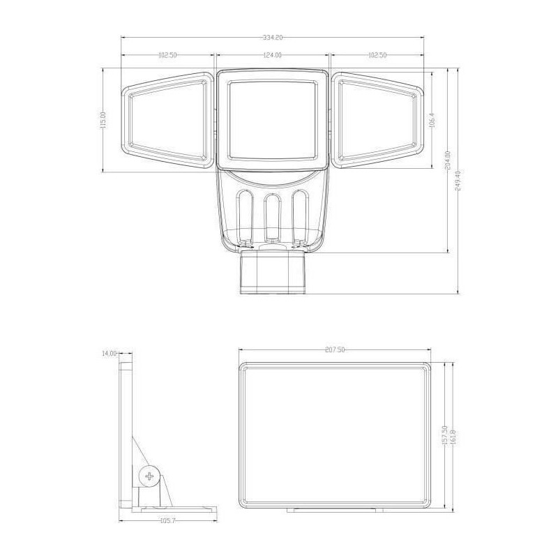 GALIX G4442 3-Head Solar Floodlight - 1500 Lumens - 182 SMD LEDs - AUT