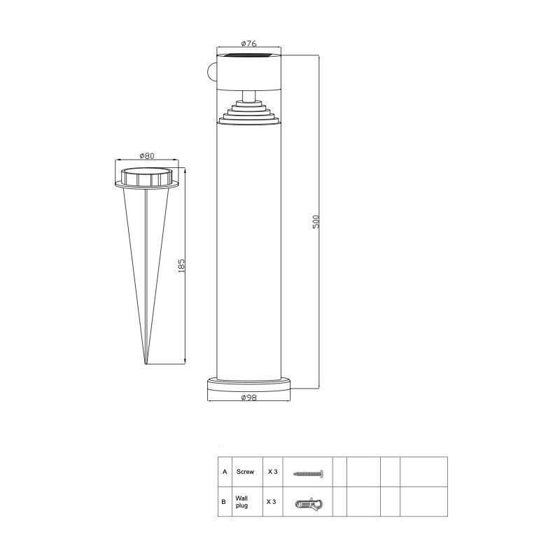 Solar bollard - GALIX - G4585C - High brightness - Stainless steel wit
