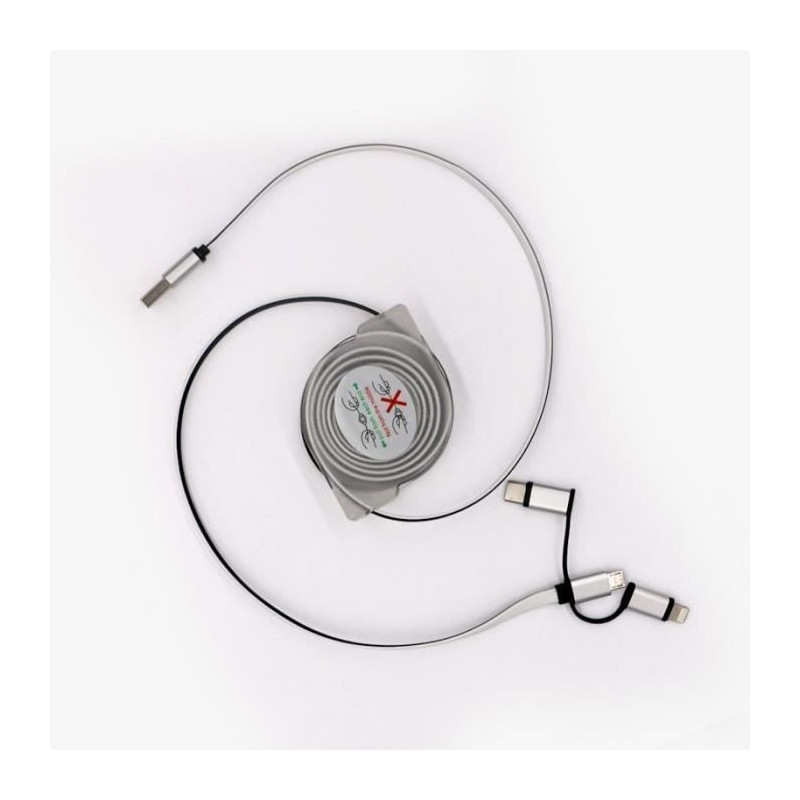 USB Cable Winder - GAO - 3-in-1, 2m, Fast Charging
