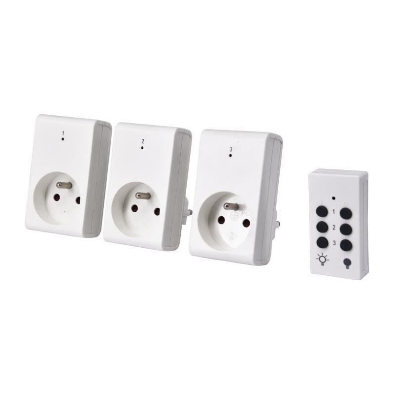 Kit 3 remote-controlled sockets + Remote control - GAO - 230 V - White