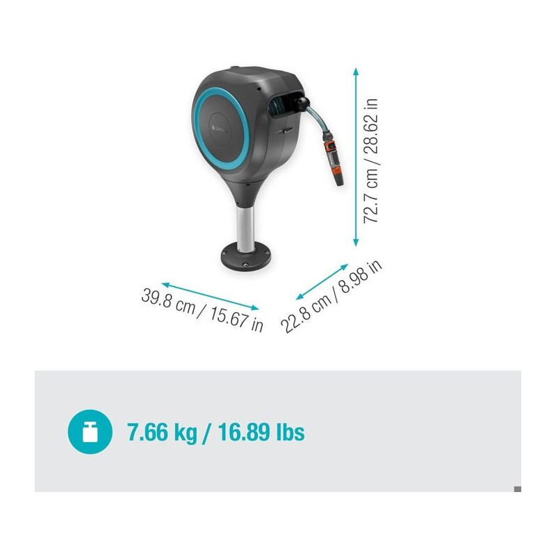 Automatic hose reel for terrace - GARDENA - RollUp S - Blue - Length 1