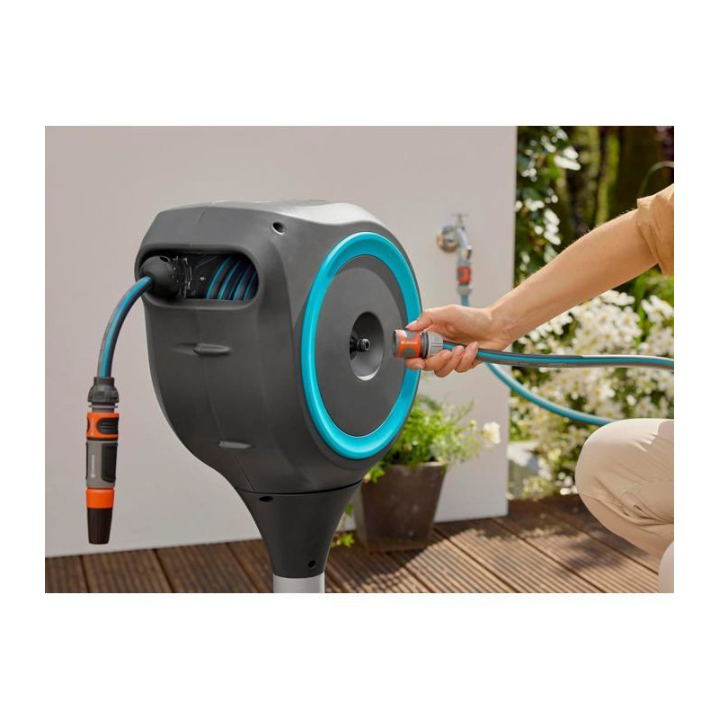 Automatic hose reel for terrace - GARDENA - RollUp S - Blue - Length 1