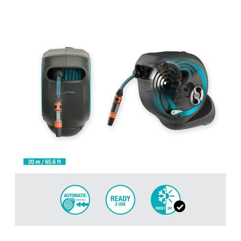 GARDENA RollUp M wall-mounted hose reel 20 m blue border