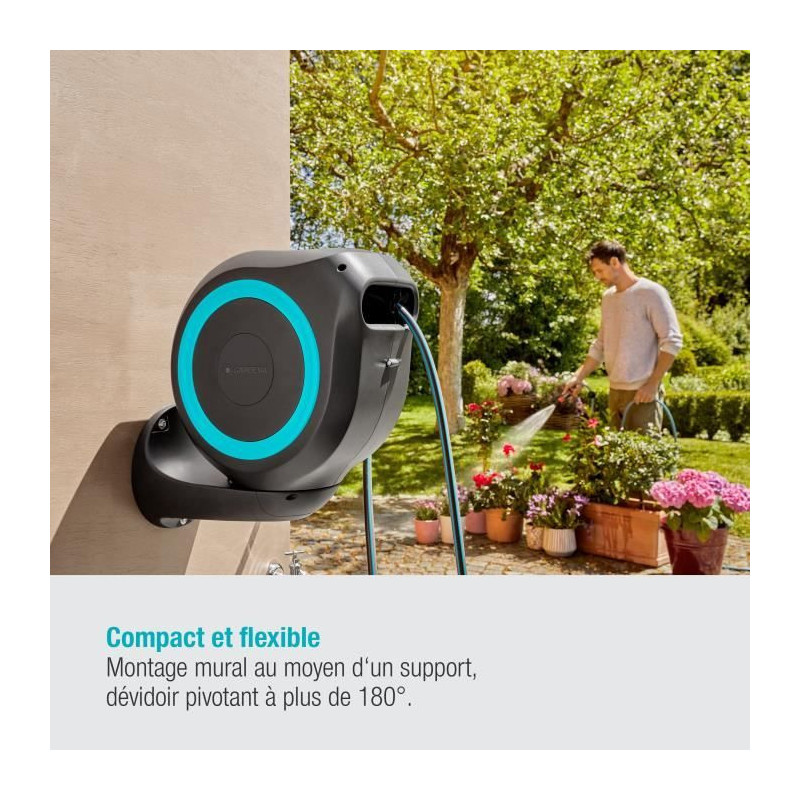 GARDENA RollUp M wall-mounted hose reel 20 m blue border