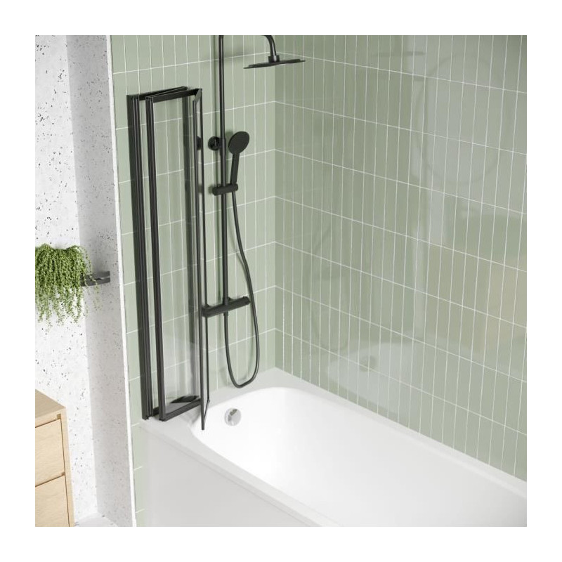 Bathtub screen 4 panels - GELCO - LEXIA Black - 110 x 140