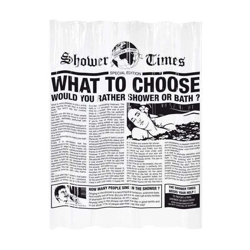 GELCO shower curtain Gazette 180 x 200 cm black
