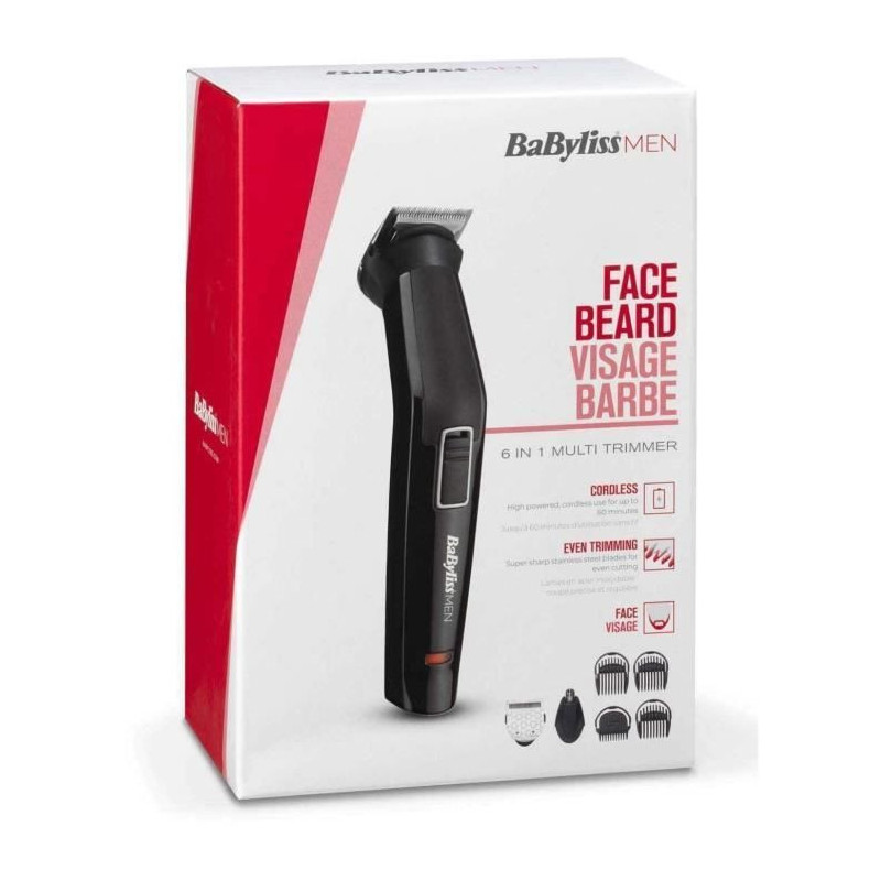 BABYLISS MT725E - 6 in 1 multifunction trimmer - Cordless - 60min auto
