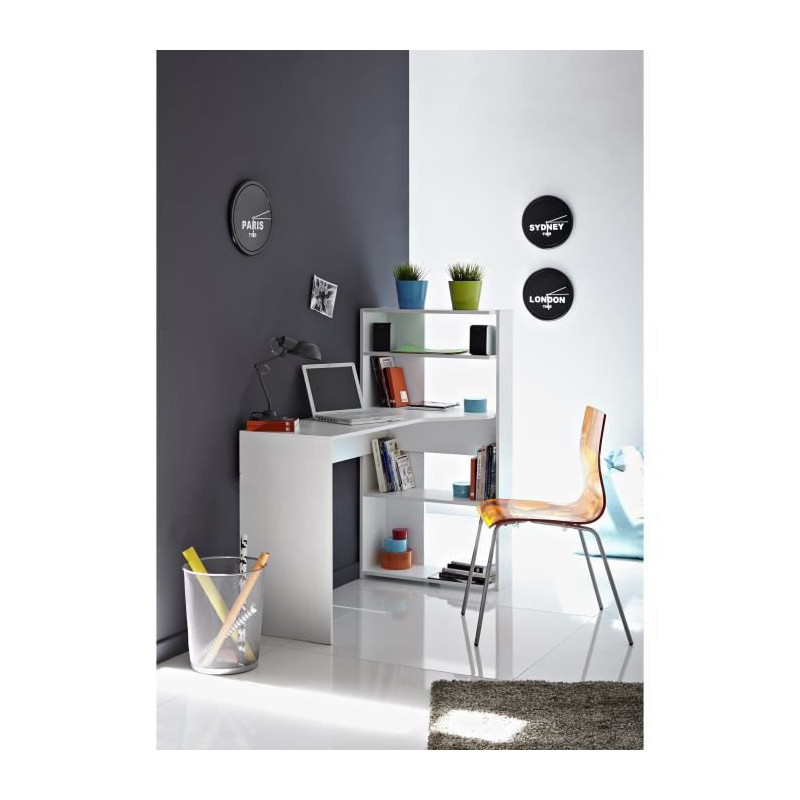 JUNE Contemporary corner desk white decor - L 122 cm