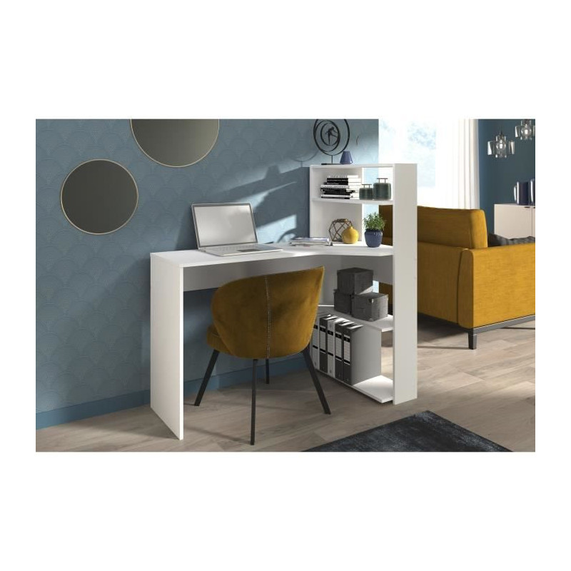 JUNE Contemporary corner desk white decor - L 122 cm