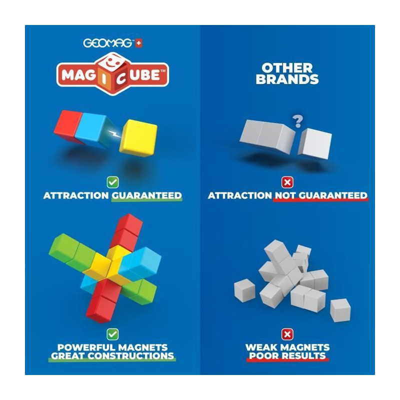 Magnetic Blocks - GEOMAG - Magicube 060 - 6 pieces - Stackable - Recyc