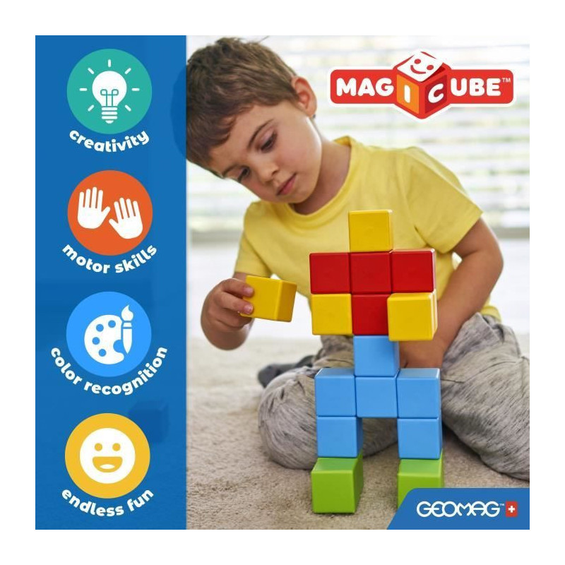 Magnetic Blocks - GEOMAG - Magicube 060 - 6 pieces - Stackable - Recyc