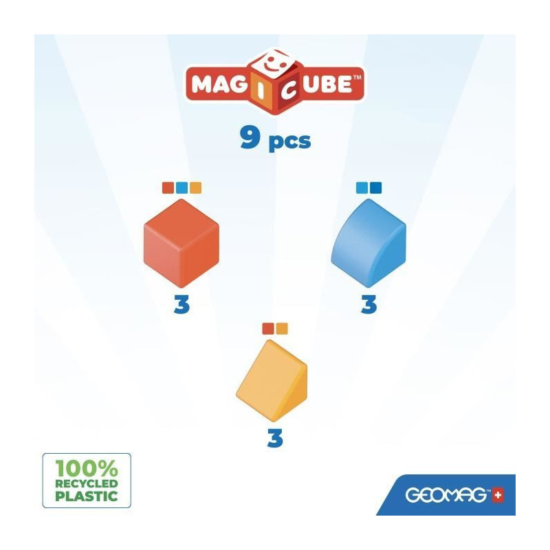 Magnetic Blocks - GEOMAG - Magicube 208 - 9 pieces - Various shapes -