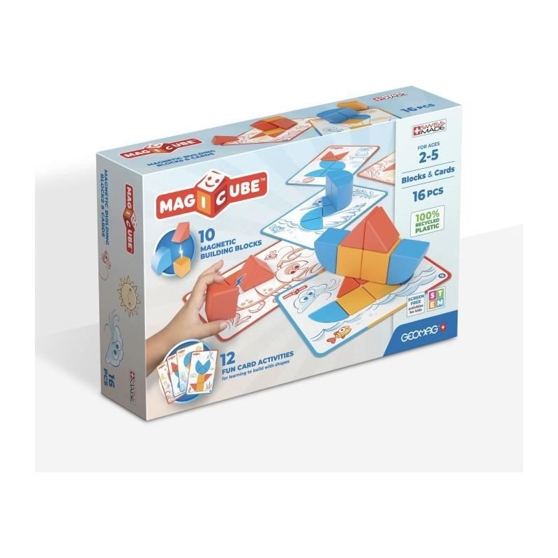 Magnetic Blocks - GEOMAG - Magicube Blocks & Cards - 16 pieces - Educa