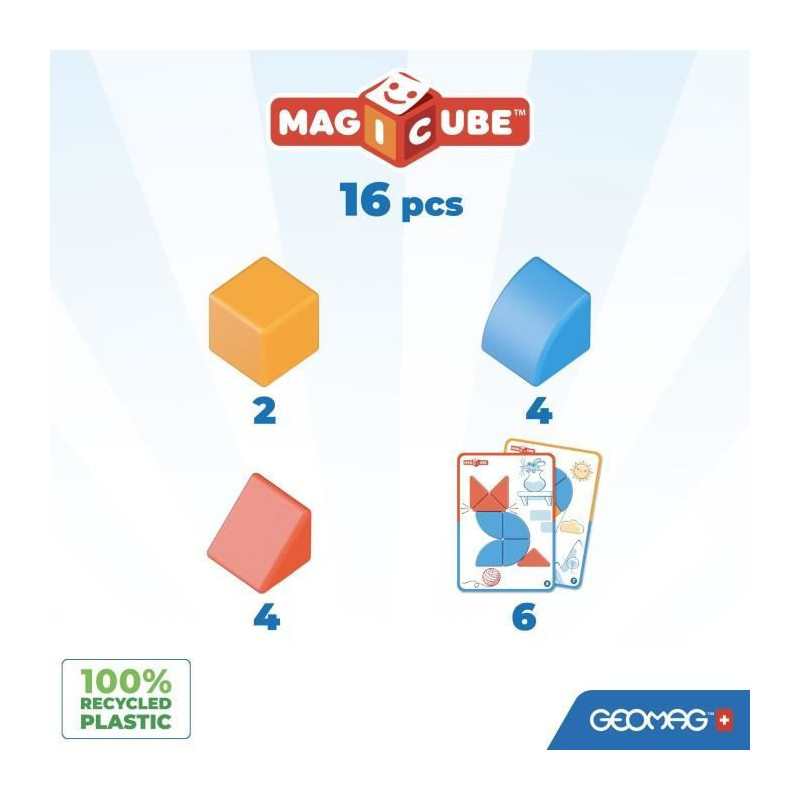 Magnetic Blocks - GEOMAG - Magicube Blocks & Cards - 16 pieces - Educa