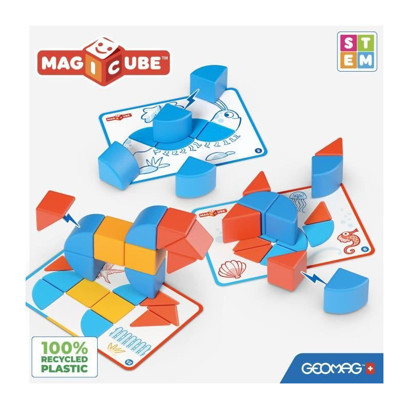Magnetic Blocks - GEOMAG - Magicube Blocks & Cards - 16 pieces - Educa