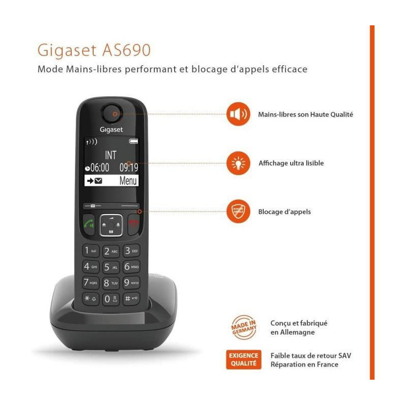 GIGASET Landline Phone AS690 Black