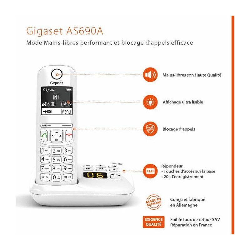 GIGASET Landline Phone AS690 A Duo White