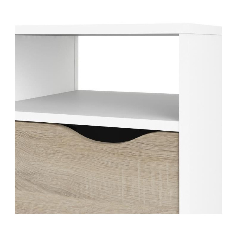 TV cabinet - 4 niches 2 drawers - White / Oak - 117.2 x 39.1 x 57.4 cm