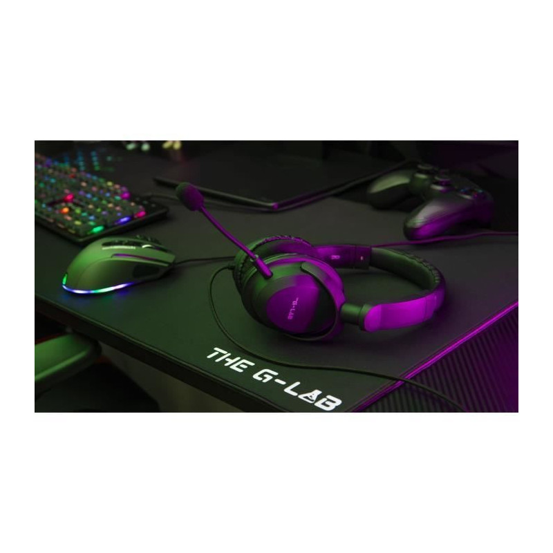 Gaming Headset - THE G-LAB - KORP-CARBON - Black - Detachable Micropho